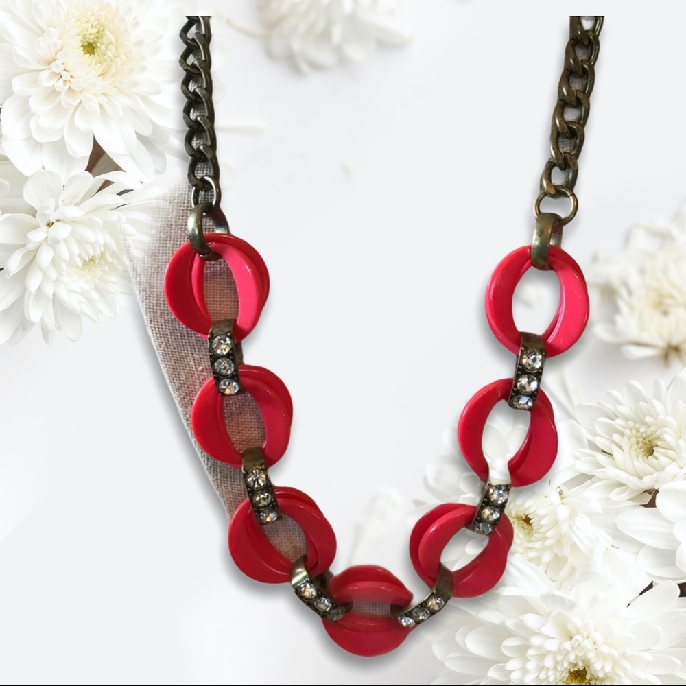 REDUCED!!! J Crew Link & Rhinestone Necklace - Picture 1 of 2
